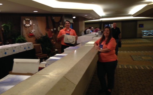 Ray and Andrea at the registration desk.